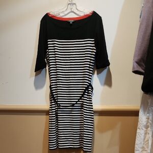 Lauren Ralph Lauren Black and White Striped Midi Dress